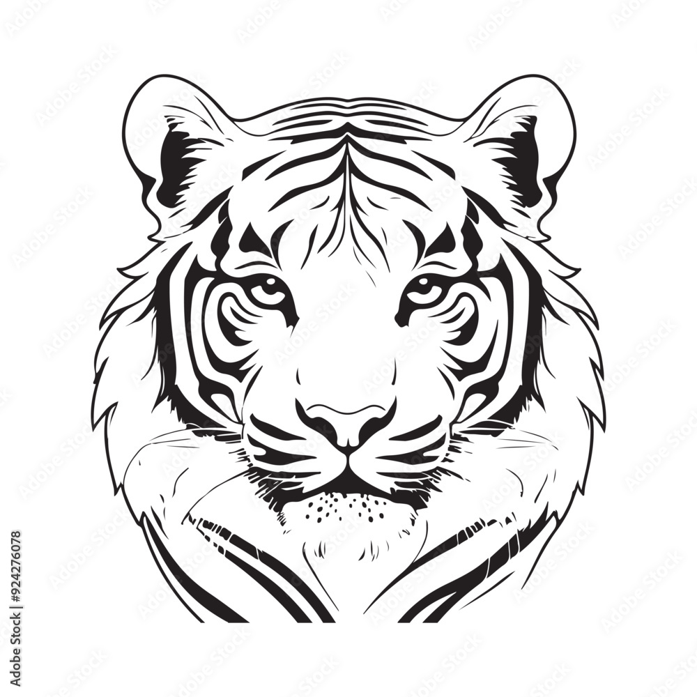 line art tiger on white background. sketch style. Vector graphic icon animal. line art tiger on white background. sketch style. Vector graphic icon animal.