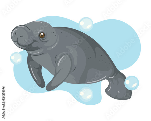 sea cow swimming under the water