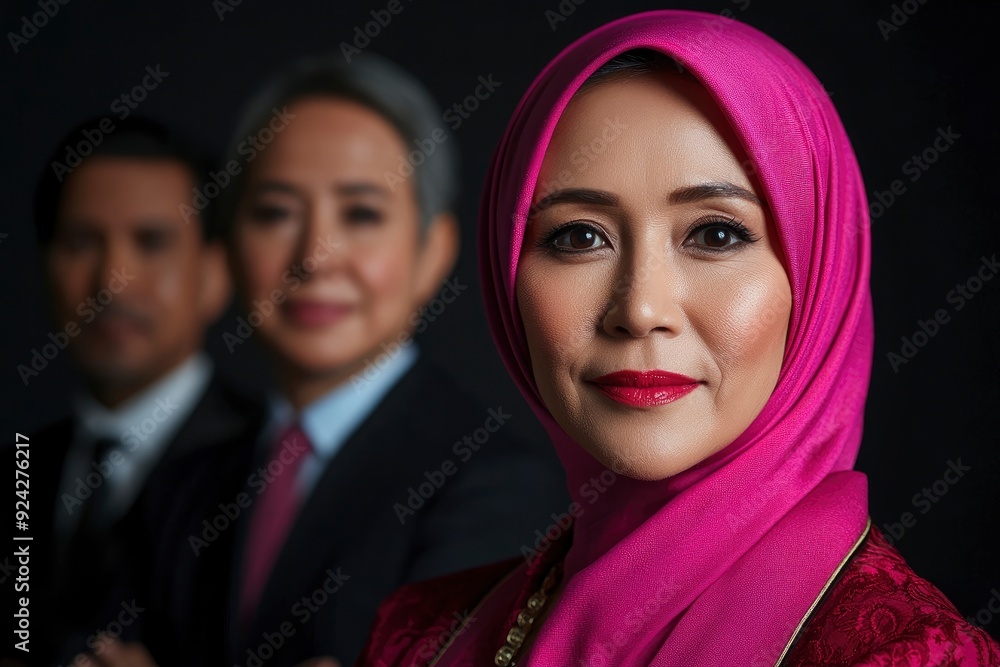 Confident Muslim Businesswoman And Her Colleagues, Power And Poise Confident Muslim Businesswoman And Her Colleagues, Power And Poise