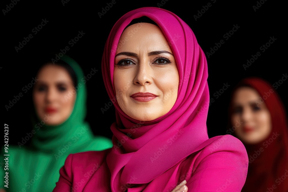 Confident Muslim Businesswoman And Her Colleagues, Power And Poise Confident Muslim Businesswoman And Her Colleagues, Power And Poise