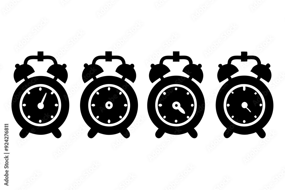 Different style Retro Alarm Timepiece logo icons, Set of Alarm icon silhouette vector illustration
Different style Retro Alarm Timepiece logo icons, Set of Alarm icon silhouette vector illustration