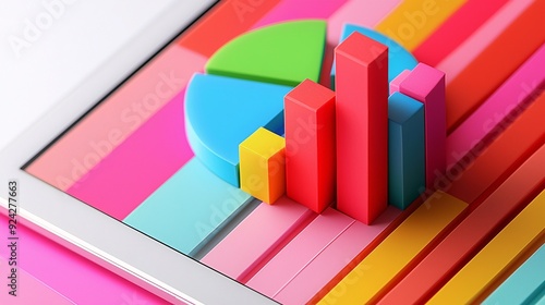 Financial growth metrics on a tablet, wealth management insights and tools visible photo