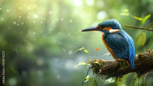 kingfisher bird animal with blur background