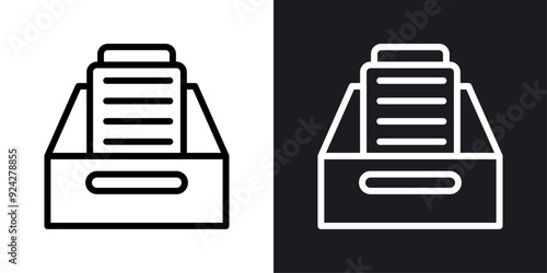 Archives vector icon set in black and white color.