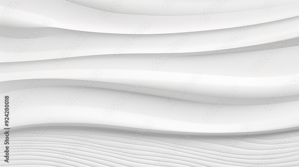 Fototapeta premium Abstract white wavy background with 3D effect.
