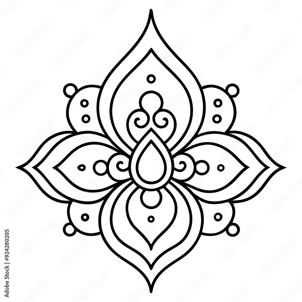 Obraz premium A&nbsp;black and white illustration of a flower mandala design.