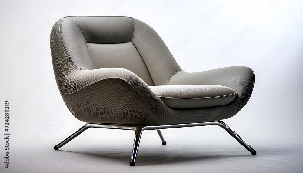 Naklejka premium This image features a black leather office chair, stylishly designed for comfort, isolated on a white background, showcasing its contemporary, ergonomic design with wheels, perfect for a modern worksp