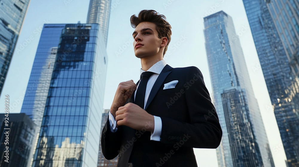 Well-groomed business young man in full height Well-groomed business young man in full height
