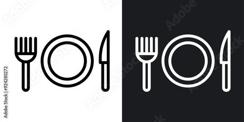 Eatery vector icon set in black and white color.