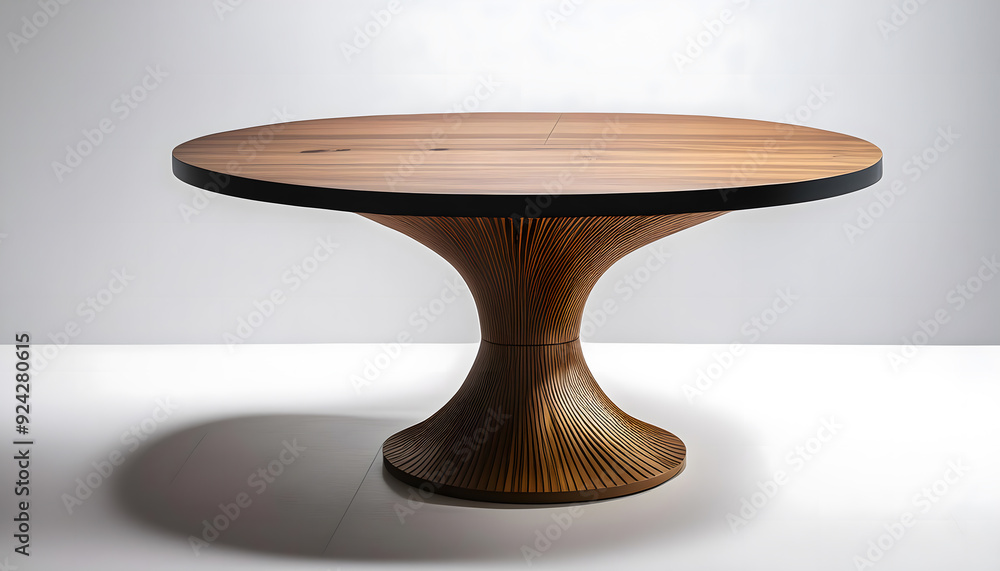 The image features an empty wooden table with an empty wooden bowl and a white ceramic bowl, focusing on simple, isolated objects in a kitchen setting The image features an empty wooden table with an empty wooden bowl and a white ceramic bowl, focusing on simple, isolated objects in a kitchen setting
