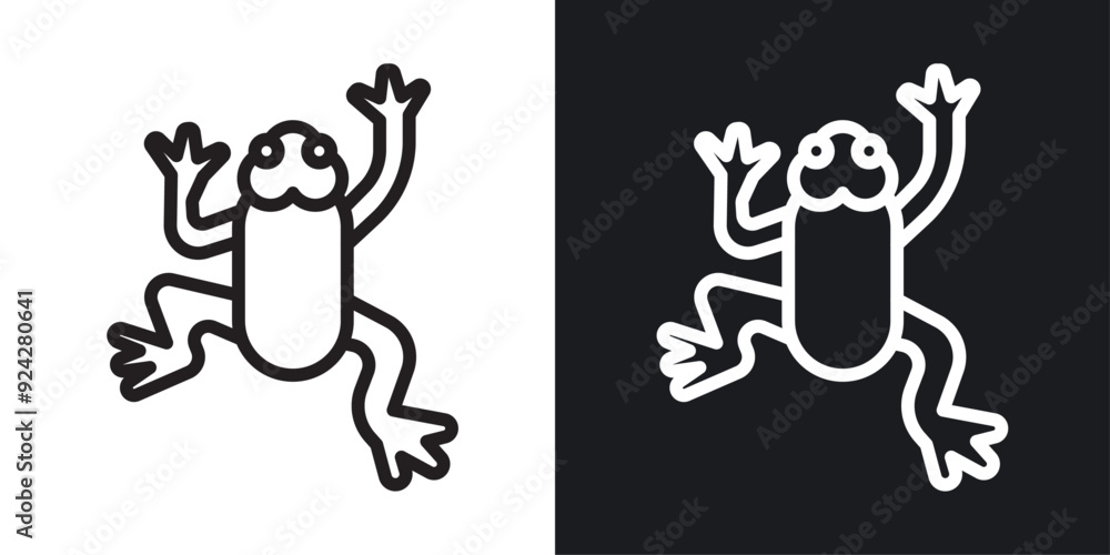 Naklejka premium Frog vector icon set in black and white color.