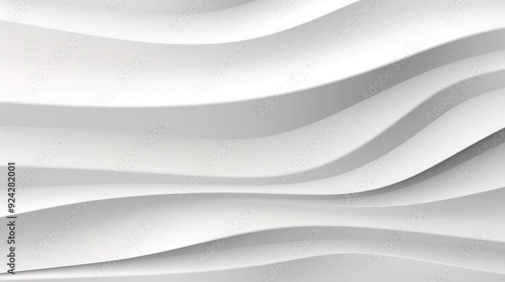 Abstract white wavy background with flowing lines.