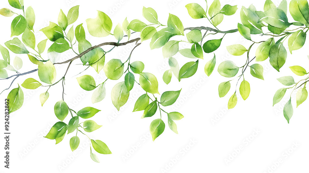 Watercolor Green Leafy Branches on White Background
Watercolor Green Leafy Branches on White Background