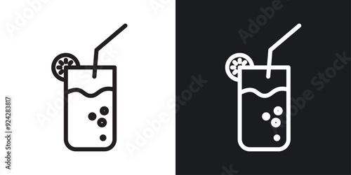 Tom Collins vector icon set in black and white color.