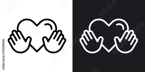 Voluntary service vector icon set in black and white color.