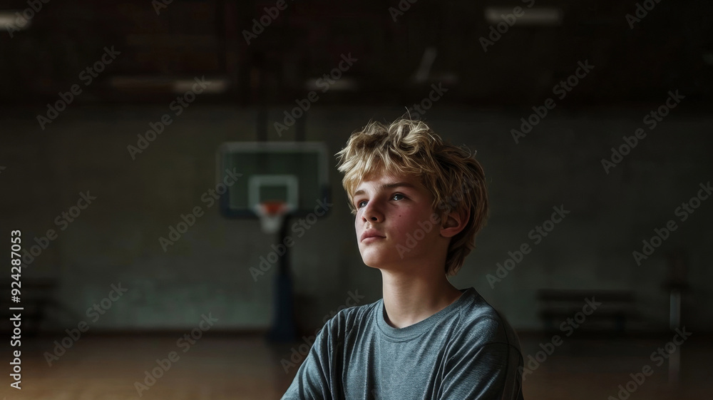 portrait of a teenage male Basketball player in gym portrait of a teenage male Basketball player in gym