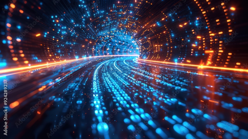 Abstract Tunnel of Light and Digital Data Abstract Tunnel of Light and Digital Data