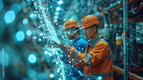 Industrial Workers Interacting with Digital Network