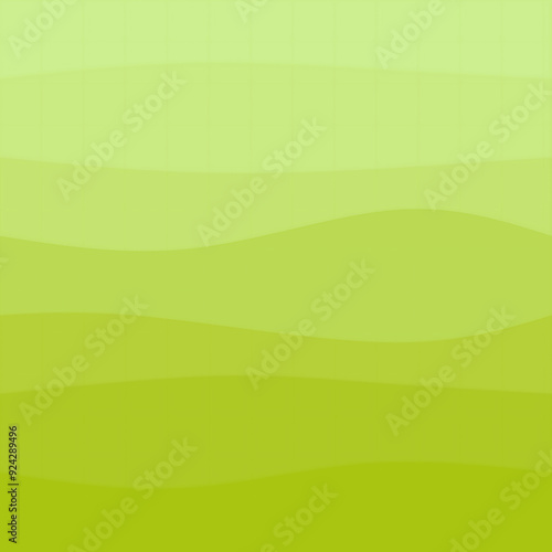 The image showcases a minimalistic abstract design with smooth, wavy lines and gradients of green. The waves flow horizontally across the image, with varying shades of light green.