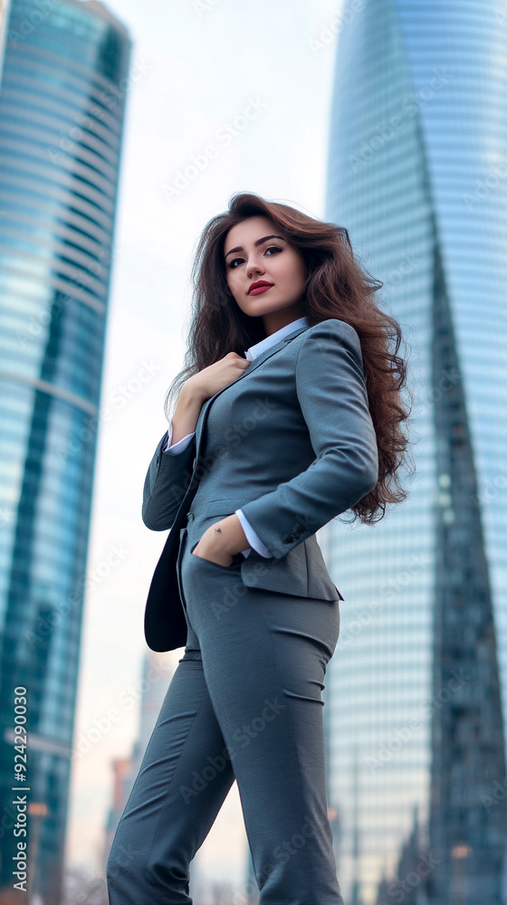 Well-groomed business young woman in full height Well-groomed business young woman in full height
