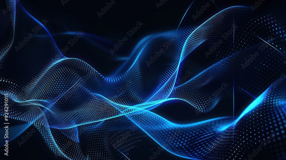 Abstract Blue Wave, Digital Art, Technology Background Abstract Blue Wave, Digital Art, Technology Background