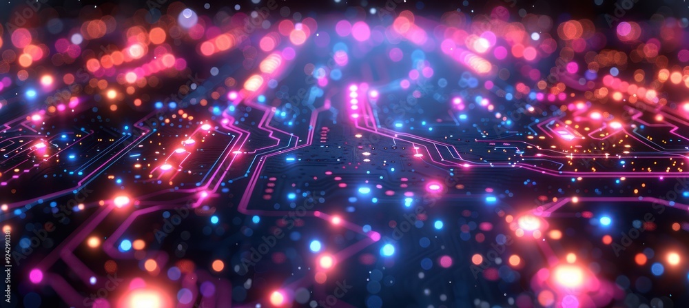 Obraz premium Abstract Circuitry with Glowing Lights