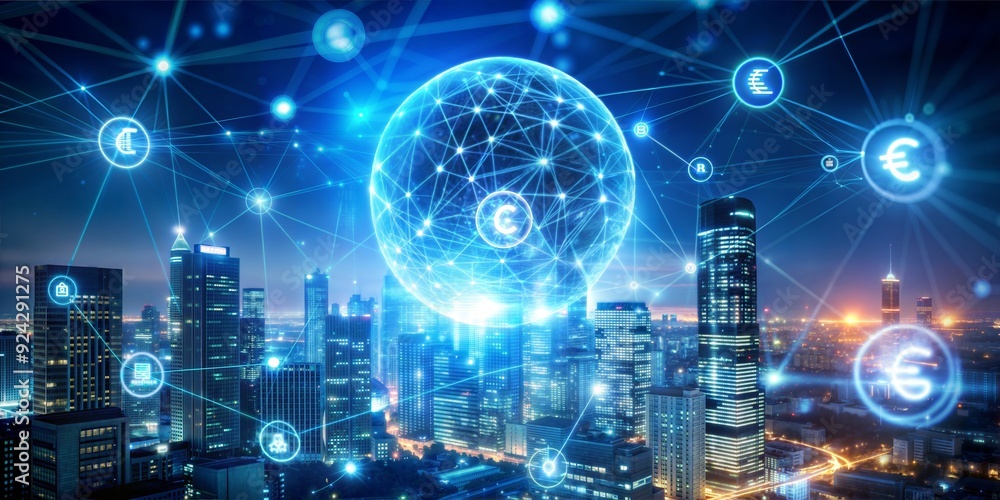 Fototapeta premium 6g technology concept in the world of business, hologram, high speed internet network technology for Chatbot AI, Innovation futuristic technology, edge computing, Chat with AI (Artificial Intelligence