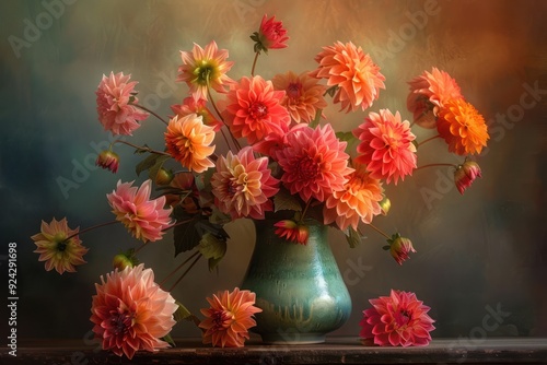 Wallpaper Mural DahliasFlowers in a vase Torontodigital.ca