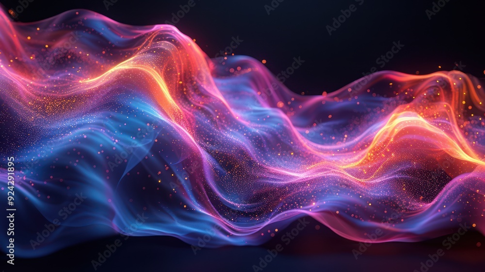 Obraz premium Abstract Wave with Glowing Particles