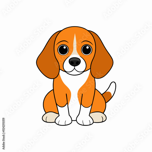 Beagle begging isolated on white, beagle begging vector illustration, animal vector art, Dog silhouette,  dog vector icon, dog cartoon line art, eps