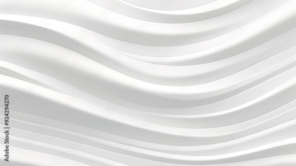 Obraz premium Abstract white wavy lines, 3D rendering, minimal background.