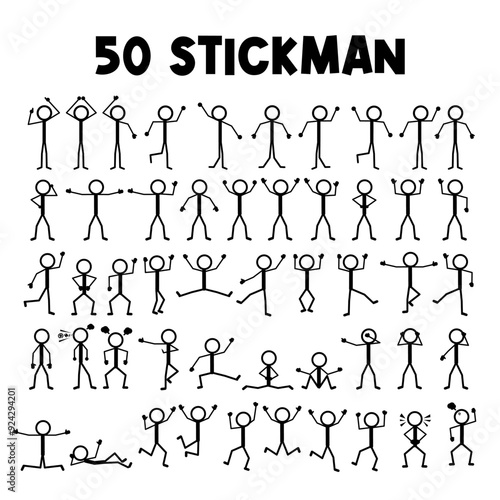 50 stickman set, pictogram, stick figure