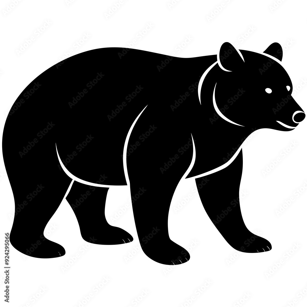 Cute bear isolated on white, bear vector illustration, animal vector art, bear silhouette, bear vector icon, bear cartoon line art, eps Cute bear isolated on white, bear vector illustration, animal vector art, bear silhouette, bear vector icon, bear cartoon line art, eps