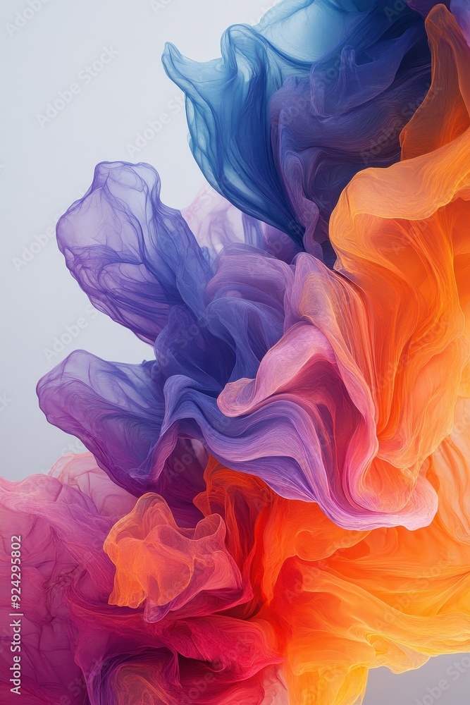 Abstract Colorful Smoke Art - Vibrant Swirling Patterns in Blue, Purple, Orange, and Red Hues on a Light Background Abstract Colorful Smoke Art - Vibrant Swirling Patterns in Blue, Purple, Orange, and Red Hues on a Light Background