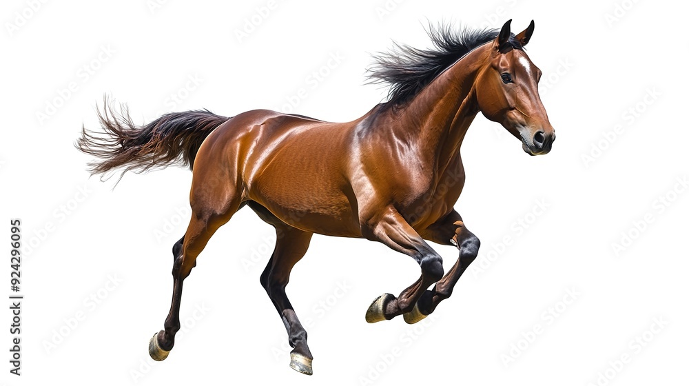 Obraz premium running brown horse isolated on white background 