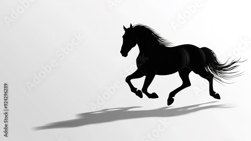 Wallpaper Mural Fast galloping black and white horse casting shadow while art minimalist. silhouette concept Torontodigital.ca