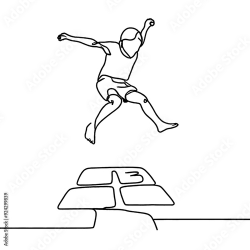 Kids Playing Hopscotch, line art