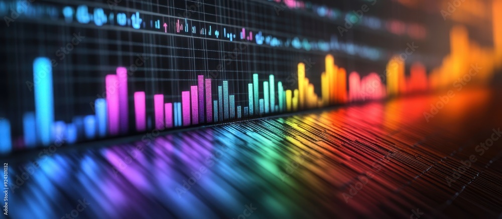Colorful Digital Data Visualization on a Modern Graph with Reflective Surface Colorful Digital Data Visualization on a Modern Graph with Reflective Surface