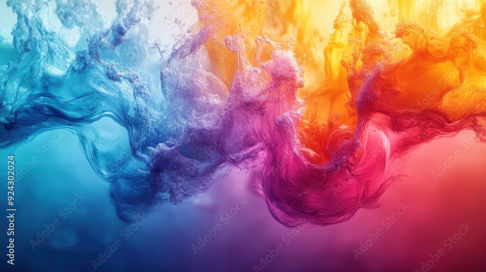 Vibrant Abstract Colorful Ink in Water Creating Artistic Fluid Patterns and Swirls Vibrant Abstract Colorful Ink in Water Creating Artistic Fluid Patterns and Swirls