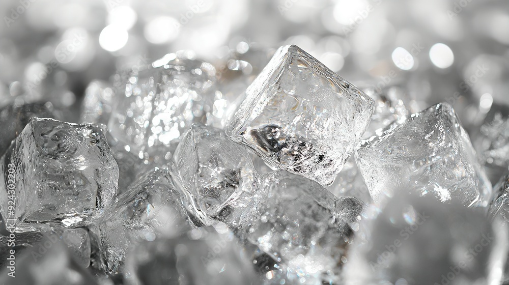 Close-up of a single ice cube surrounded by others in a pile Close-up of a single ice cube surrounded by others in a pile