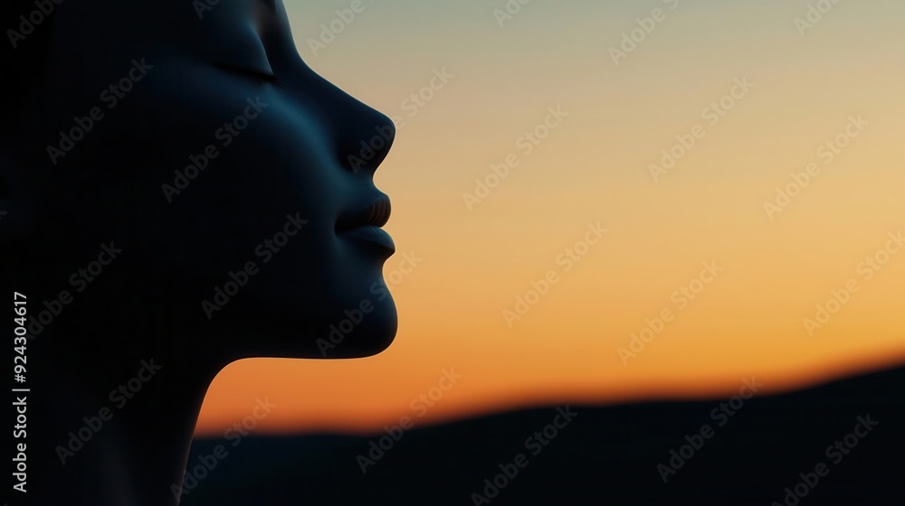 Naklejka premium Emotional stability demonstrated by a serene face meditating