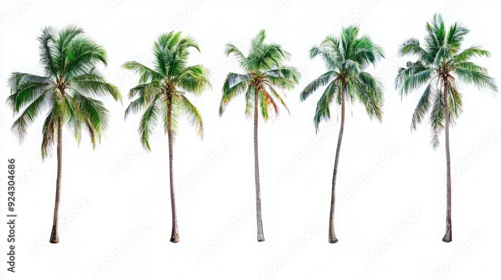 Obraz premium Tropical Oasis - Coconut Palms Standing Tall in Isolation on a White Background.