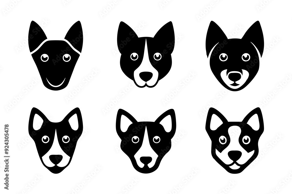 Set of dog head icons silhouette vector art illustration
Set of dog head icons silhouette vector art illustration