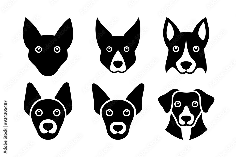 Set of dog head icons silhouette vector art illustration
Set of dog head icons silhouette vector art illustration