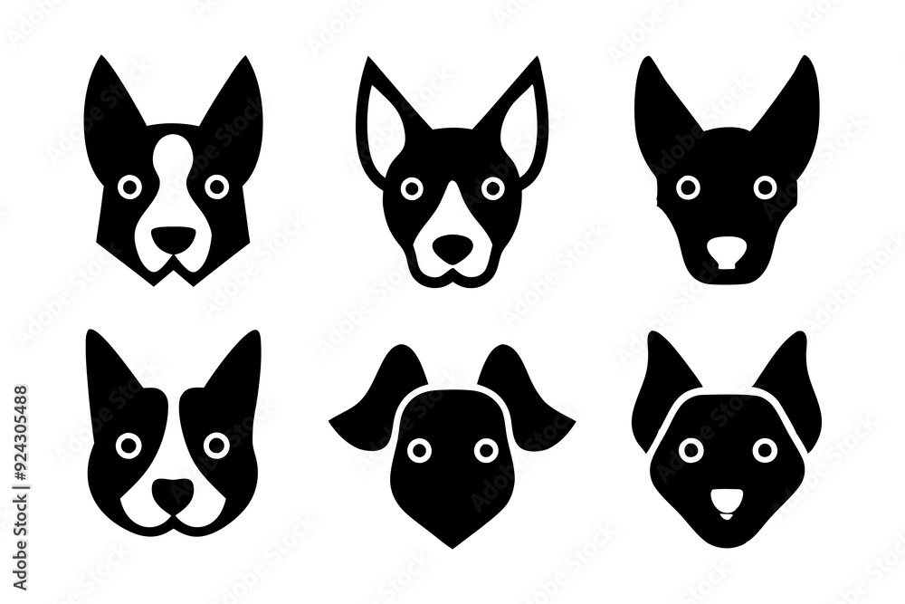 Set of dog head icons silhouette vector art illustration
Set of dog head icons silhouette vector art illustration