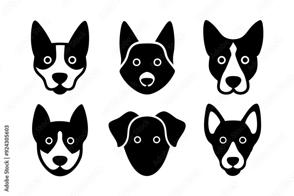 Set of dog head icons silhouette vector art illustration
Set of dog head icons silhouette vector art illustration