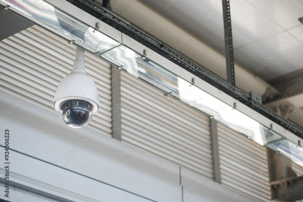 CCTV security camera operating inside of a metro station CCTV security camera operating inside of a metro station