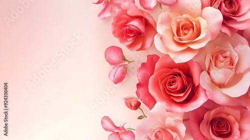 Pink roses with soft petals on a pink background with space for text. Perfect for quotes, and greetings cards