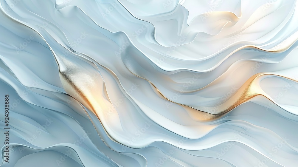 Abstract background of flowing white and gold curves. Abstract background of flowing white and gold curves.