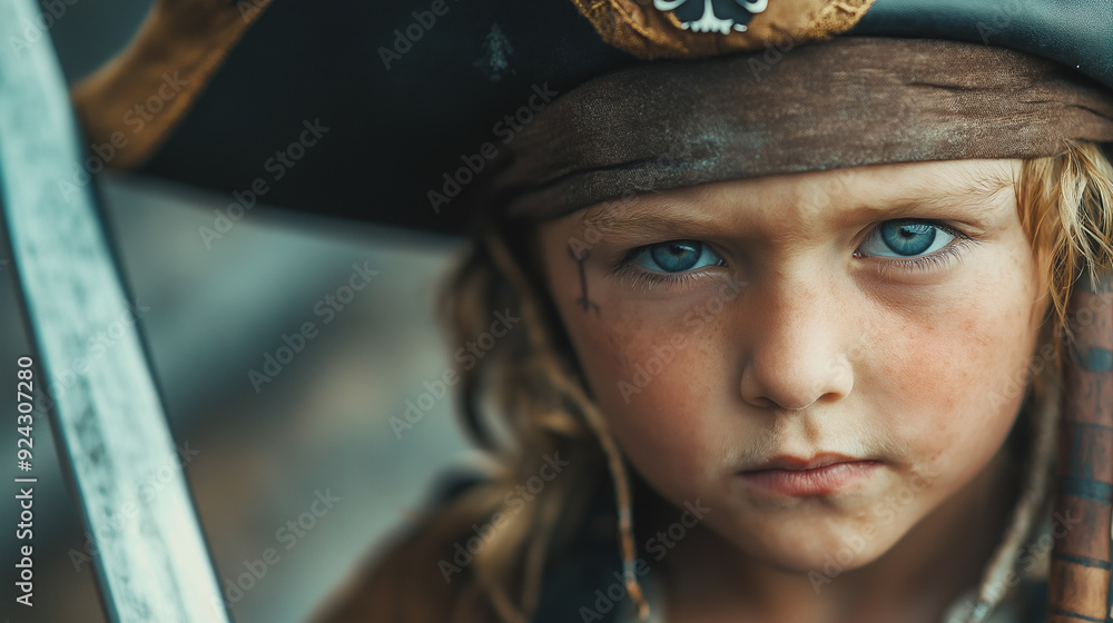 A little pirate with a hat, eyepatch, and toy sword, halloween, swash buckling, sea, cute, cosplay A little pirate with a hat, eyepatch, and toy sword, halloween, swash buckling, sea, cute, cosplay